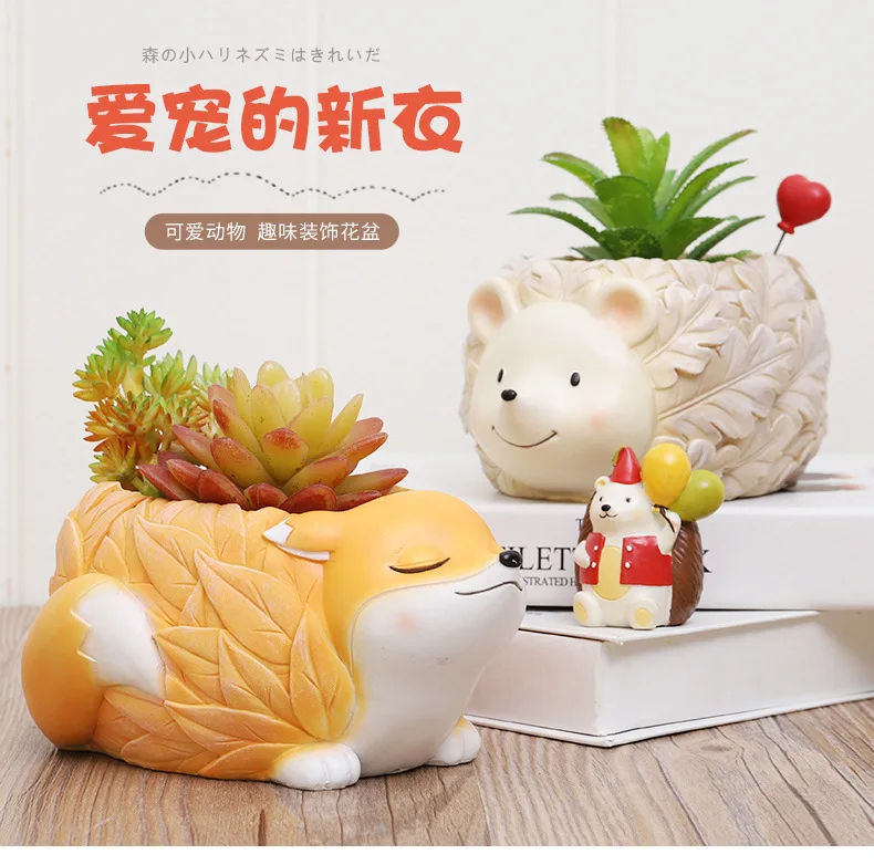 YXYT 2020 new design Animal Flower Pots elephant corgi fox bunny sheep Succulent Planter Ornament Office Desktop Decoration Gifts (12)
