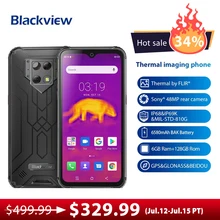 Blackview-Móvil BV9800 Pro, 6GB RAM+128GB, 6580 mAh, Android 9.0, primer teléfono móvil con cámara térmica, resistente al agua, con procesador Helio P70