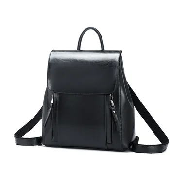 

New leather handbag for women fashionable wax leather backpack for women