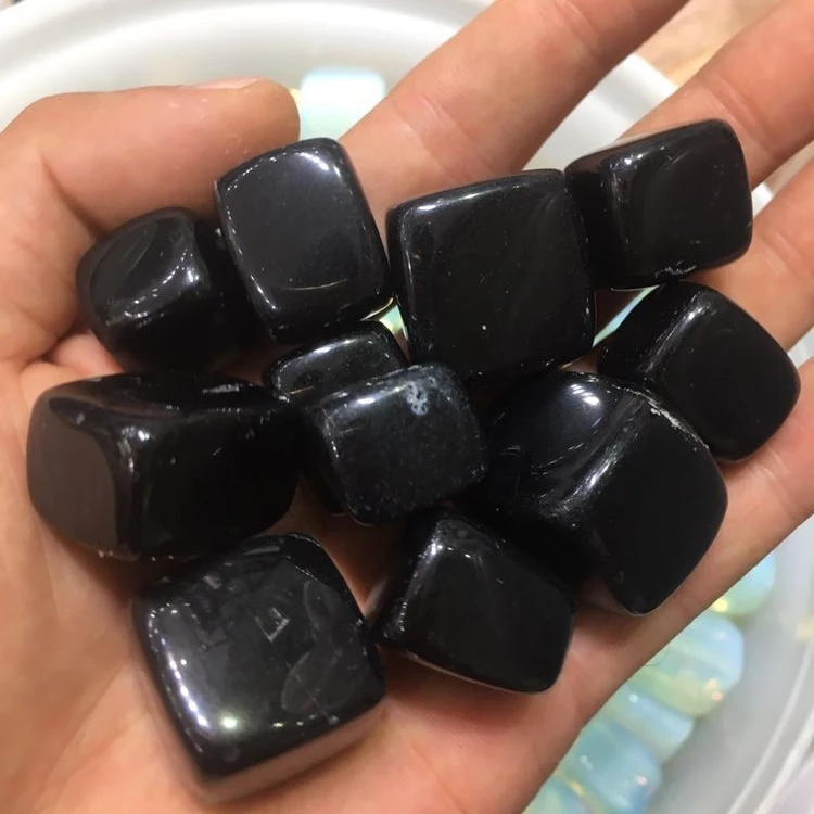 

Natural Black obsidian Tumbled stone polished mineral crystal cube stones