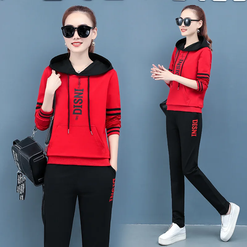 

Figure Rong Sports WOMEN'S Suit Spring And Autumn Long Sleeve Fashion Hoodie Jogging Suits Casual Two-Piece Set