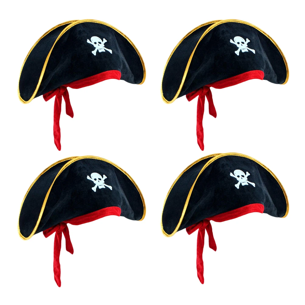 

4Pcs Pirate Hat Classic Skeleton Printing Pirate Captain Costume Cap For Halloween Masquerade Party Hat Prop Party Dress Up #20
