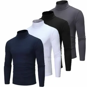 

Men's Thermal High Collar Tops Solid Color Turtle Neck Long Sleeve Top Turtleneck Blouse M-XXL