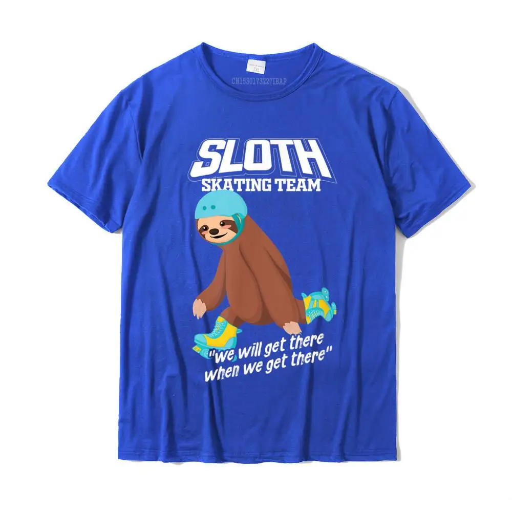 Printed Oncomfortable Short Sleeve Tops & Tees Father Day Cheap O-Neck Cotton Fabric Tops & Tees Men T Shirt Birthday  Sloth Skating Team Rollerblades Gift Retro Roller Skating T-Shirt__28243 blue