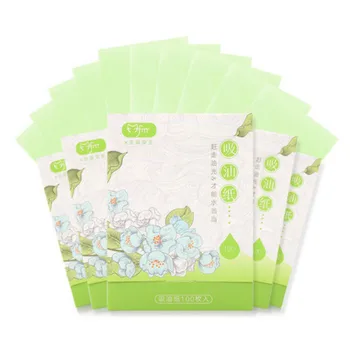 

100pcs Protable Facial Absorbent Paper Oil Control Wipes Flower Absorbing Sheet Matcha Oily Face Blotting Matting Tissue MJ-423