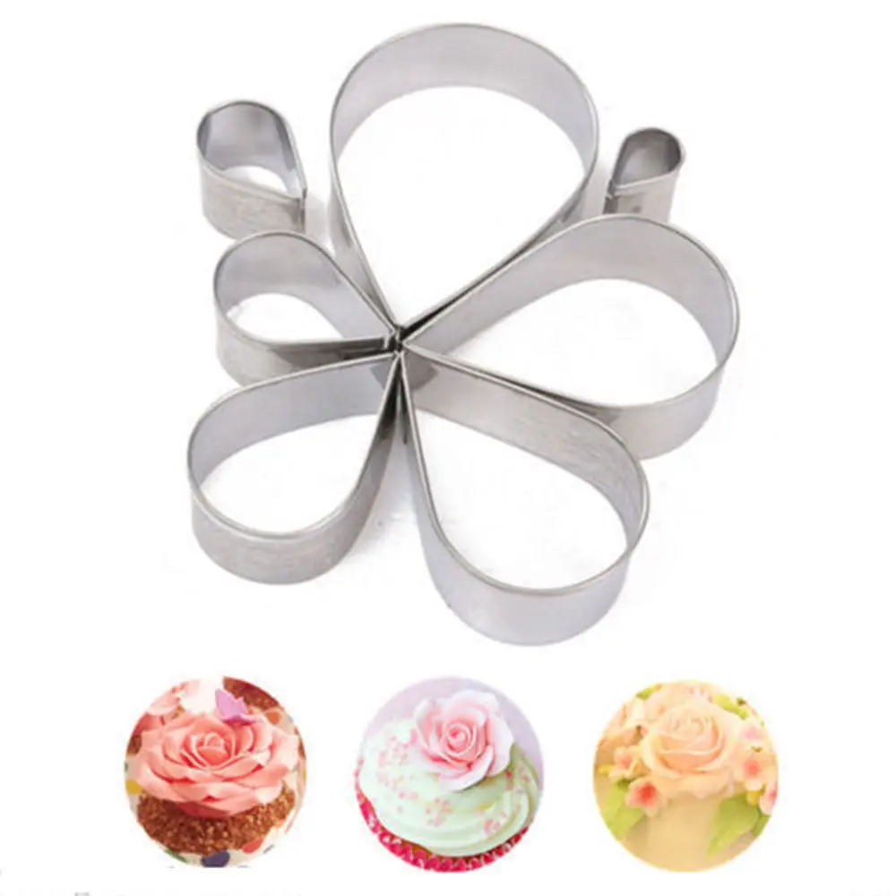3/7Pcs/Set Stainless Steel Rose Petal Cake Metal Cookie Cutter Mold Craft Pastry Paste Icing Cutting Decoration Baking Mould Set