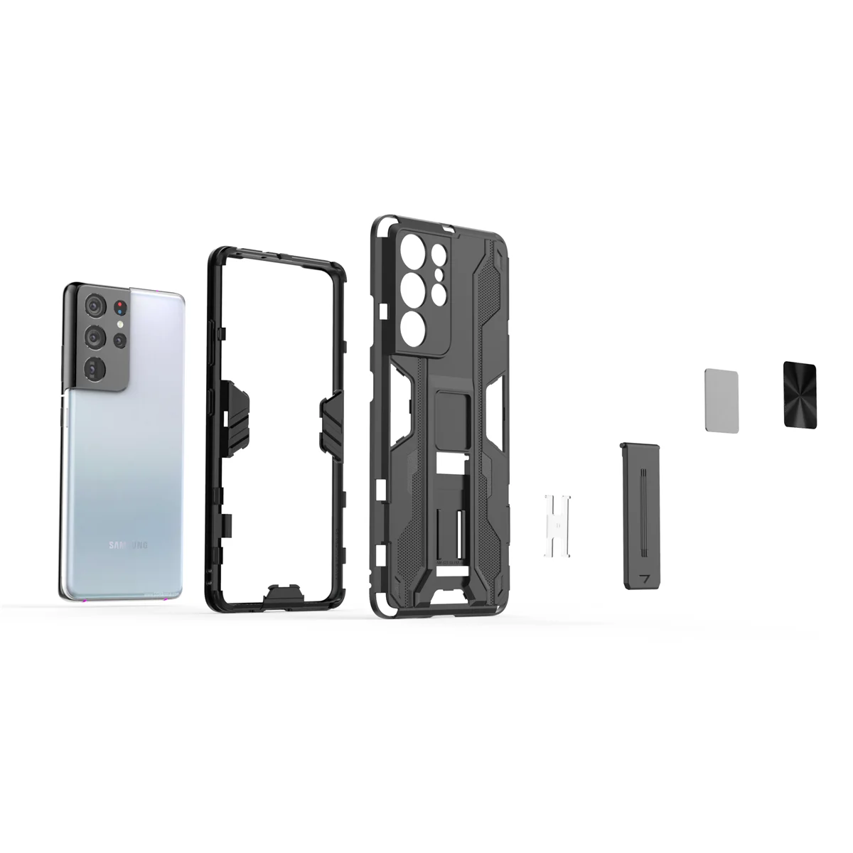 Custodia Compatibile Con Samsung Galaxy S21 Ultra, Adsorbimento Magnetica 360 Gradi Protettiva Metal Bumper Cover Trasparente Vetro Temperato, Case Con Protettiva Fotocamera Posteriore,Rosso - Foto 11