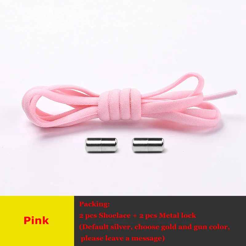 1 пара эластичных шнурков без галстука фиксирующие круглые шнурки для ботинок дети взрослые Кроссовки Ленивые шнурки полукруг быстрые шнурки 19 цветов - Цвет: Розовый