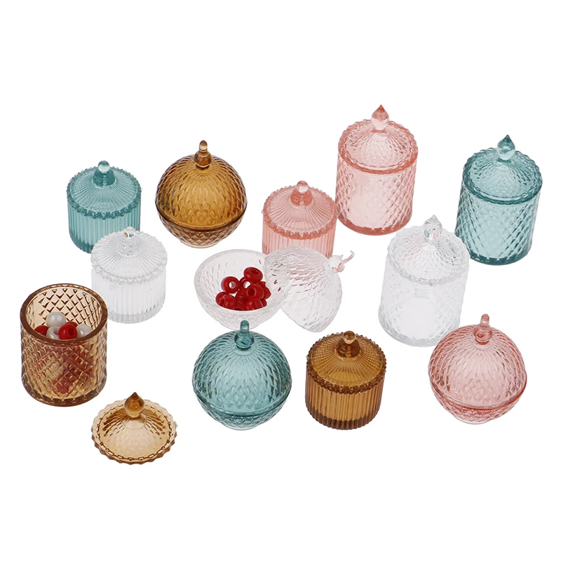 

3pcs/set 1:12 Dollhouse Decor Miniature Doll Accessories Toy Candy Jar Storage Tank for Transparent