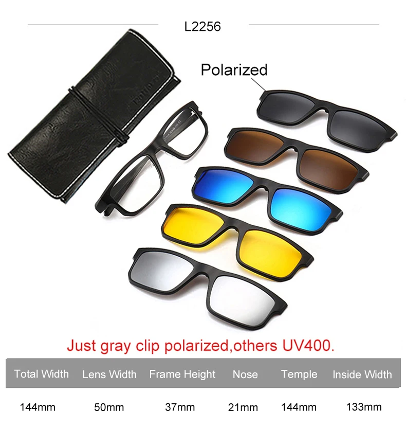 Два Oclock 5 в 1 магнитные солнцезащитные очки с зажимом для мужчин и женщин ультра-светильник TR90 поляризованные UV400 оправы для очков