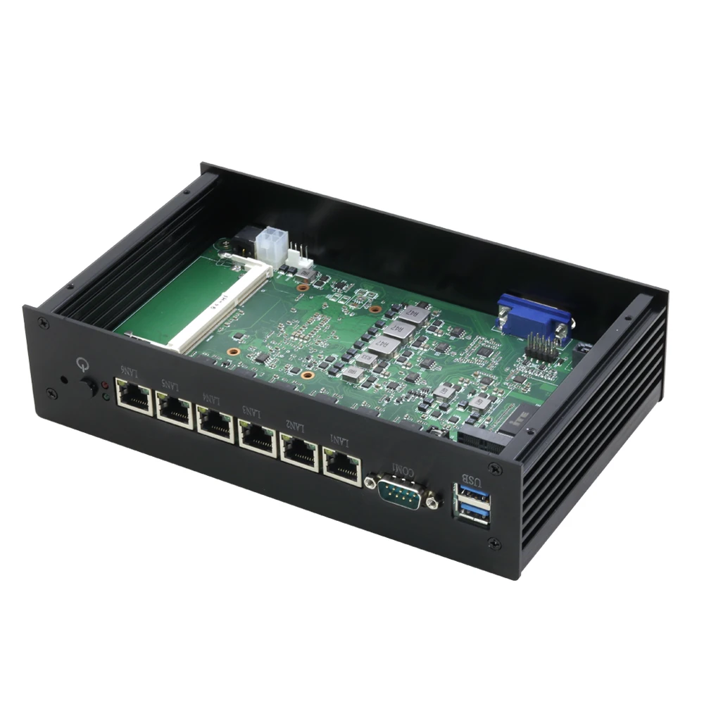 6* LAN Gigabit Ethernet Intel 211AT Мини ПК Core i3 7100U Celeron 3955U маршрутизатор брандмауэр Linux Windows 10 VGA Безвентиляторный Компьютер