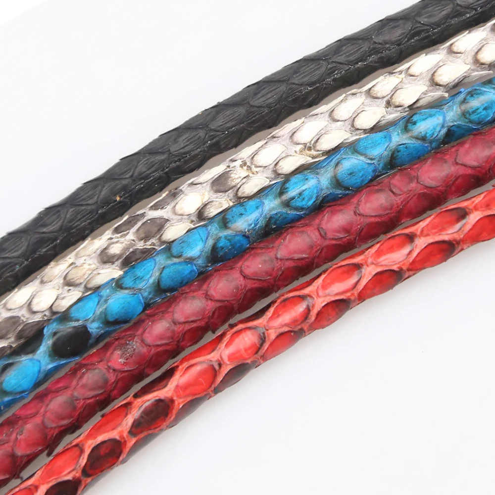 XUQIAN High Quality 21cm with Round Snake Skin Genuine Leather Cord for Bracelet Making Jewelry A0069