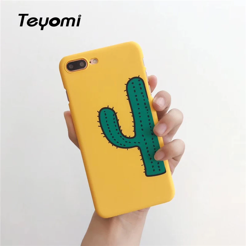 

Teyomi Stylish Cute Cactus Letters Yellow Phone Case for Iphone X 8 7 6 6s Plus Cases Hard shell TPU Case Phone Accessories