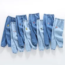 Детские противомоскитные штаны г. Летняя одежда Тонкие штаны в Корейском стиле детские ковбойские противомоскитные штаны с вышивкой