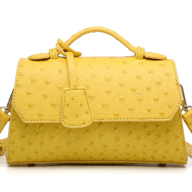 Ostrich Yellow Модный Дамский клатч из бордового страуса питона, женская сумка-тоут с подвеской, Новое поступление - Цвет: Ostrich Yellow
