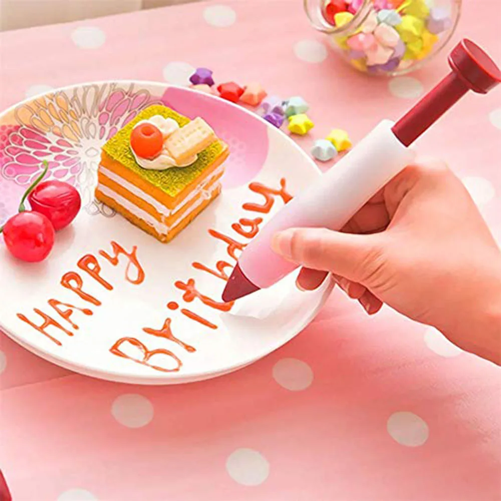 Silicone Food Writing Pen Cake Dessert Chocolate Ketchup Salad Decorating Tools DIY Pastry Nozzles Kitchen Baking Accessories | Дом и сад