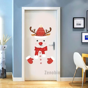 

Christmas Pvc Sticker Snowman Diy Wall Sticker Refrigerator Festival Home Decor Removable Door Murals Decorative Wall Stickers