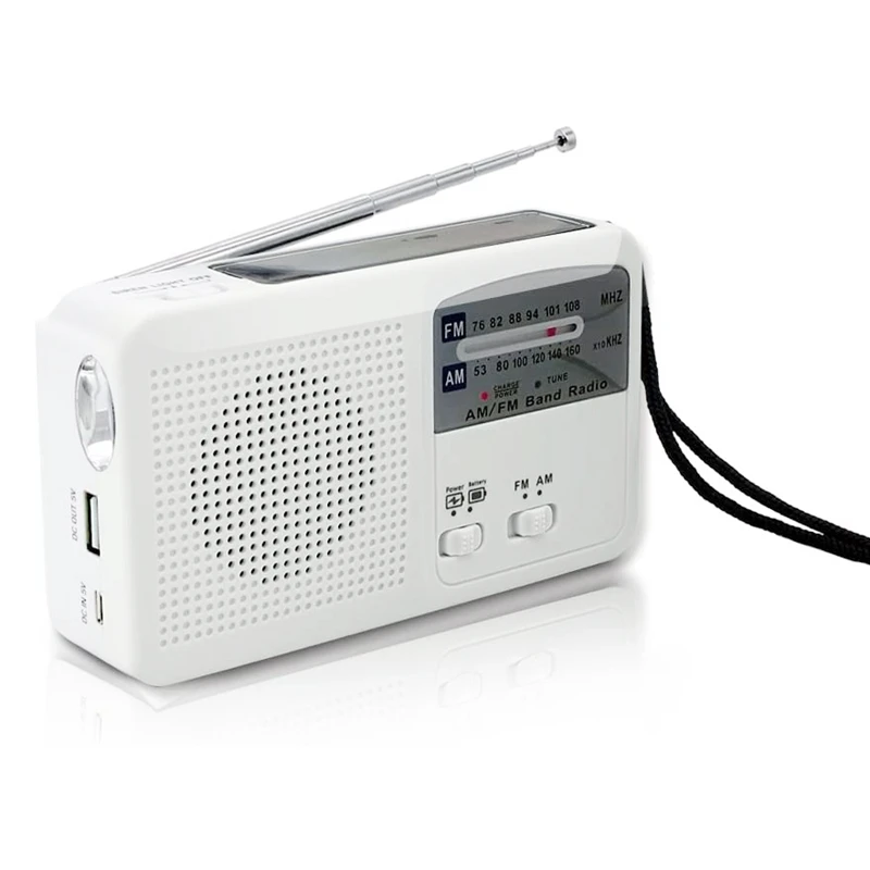 Аварийное радио с солнечной и ручной рукояткой батарея USB подзарядка FM/AM