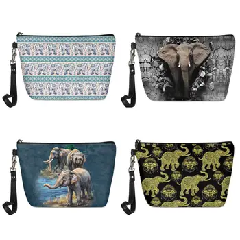 

Twoheartsgirl Printing Elephant Women Make Up Bags Leather Female Travel Cosmetic Pouch for Makeup Waterproof Wash Toiletry Bags