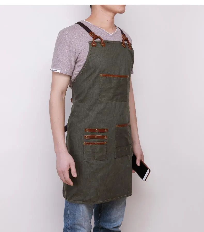 waxed canvas apron craftsman designer retro canvas waterproof apron simple long apron Work clothes are durable moisture-proof men scarf style