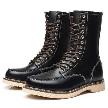 

Genuine Leather Riding Miliyary Boots Autumn Winter Men Boots Fashion Motorcycle Boots Outdoor Working Snow Boots Men Shoes
