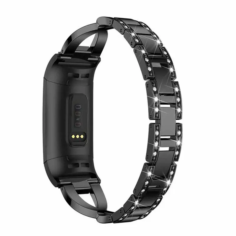 Ремешок для Fitbit Charge 3 из нержавеющей стали металлический горный хрусталь сменный ремешок для часов браслет наручные часы