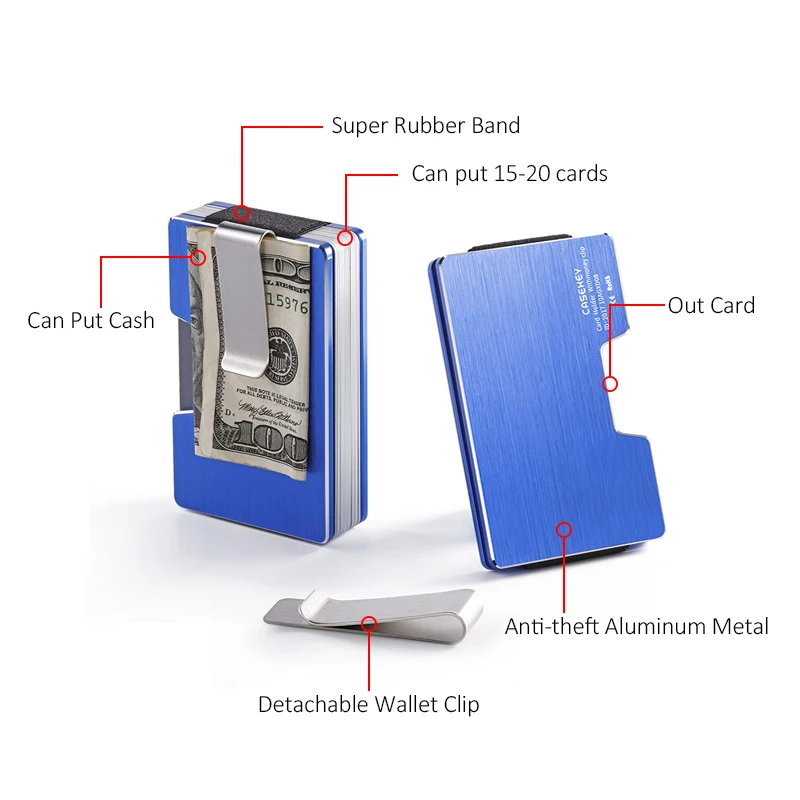 DIENQI Rfid металлический мини кредитный держатель для карт мужской черный Бизнес id визитница RFID Анти-Вор Металлический Стальной кошелек минималистичный банкнот
