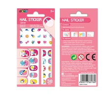 Image Parrowbebe waterproof children kids nail stickers cute baby girl nails tattoo stickers cartoon glitter nail decoration stickers