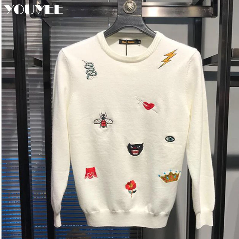 Men's Causal Christmas Pullover  Embroidery Printed Knitted Jumper Trend Sweaters Slim Fit High-Quality Winter New Male Clothes 4