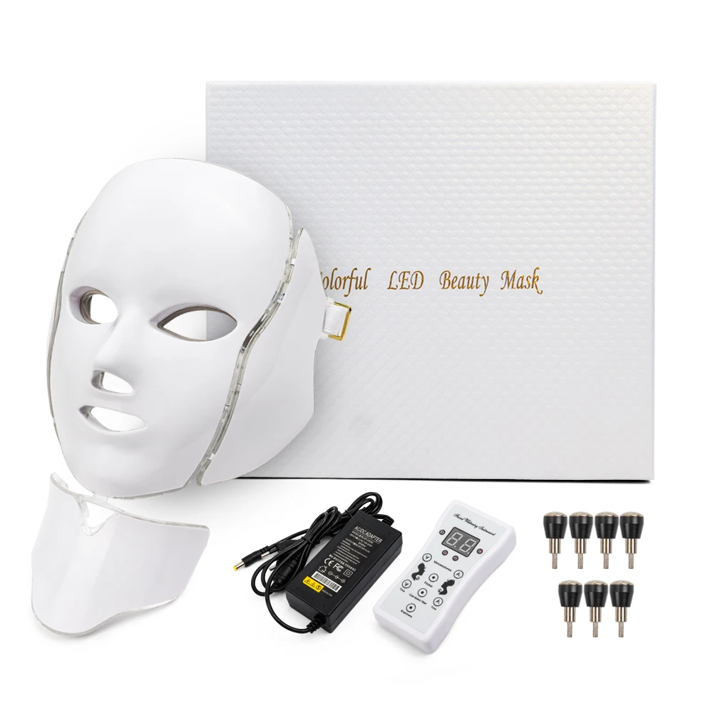  7 Colors Light LED Facial Mask With Neck Skin Rejuvenation Face Care Treatment Beauty Anti Acne The - 33022880792