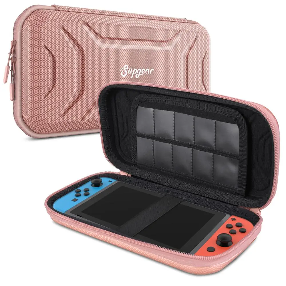 1 шт. EVA портативный жесткий чехол для игровой машины, сумка для хранения карт, сумка-держатель, сумка-коробка для переключения игровой машины, посылка - Цвет: Розовый
