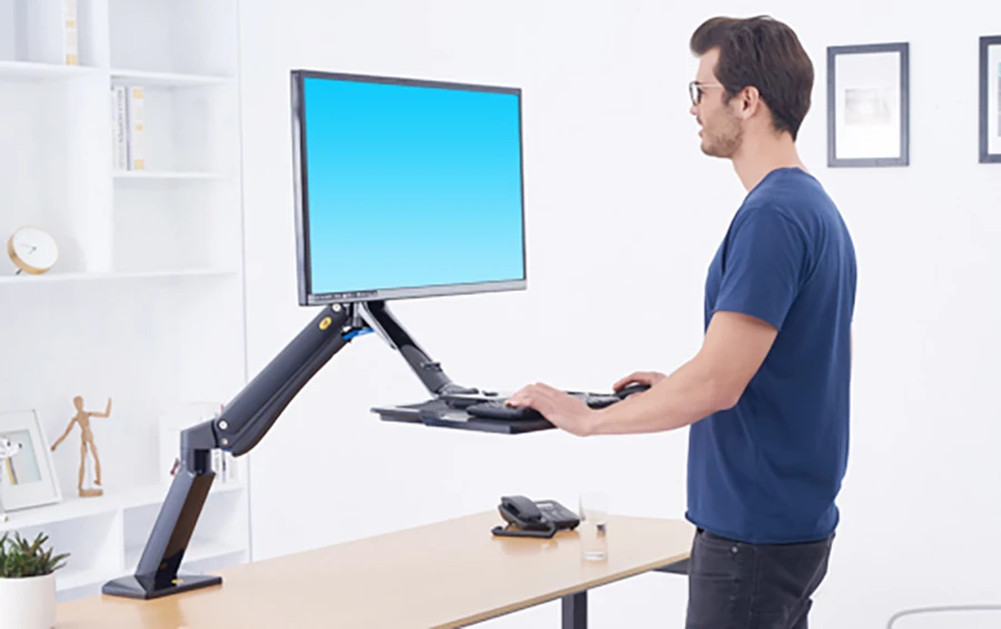 NB40 Ergonomic Height Adjust Computer Sit Stand Workstation 22-32 Inch Monitor Mount Bracket with Keyboard Plate Desk Stand 30 NB40 Ergonomic Height Adjust Computer Sit Stand Workstation 22-32 Inch Monitor Mount Bracket with Keyboard Plate Desk Stand 25