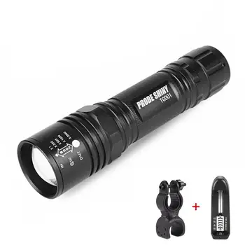 

T6 LED Tactical Flashlight Zoomable Rechargeable Torch Light 3 Mode Lamp+AC Charger+Bicycle Light Clip