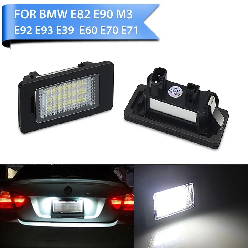 

2 PCS License Plate Light Led Number Plate Holder Lamp No Error For BMW E39 E60 E60N E61 E90 E91 E90N E92 E93 E46 CSL E82