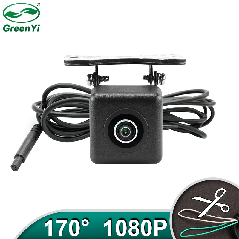 GreenYi 1080P 170° AHD Vehicle Rear View Camera Fisheye Lens No LED Car Reverse Black Night Vision Waterproof Universal | Автомобили и