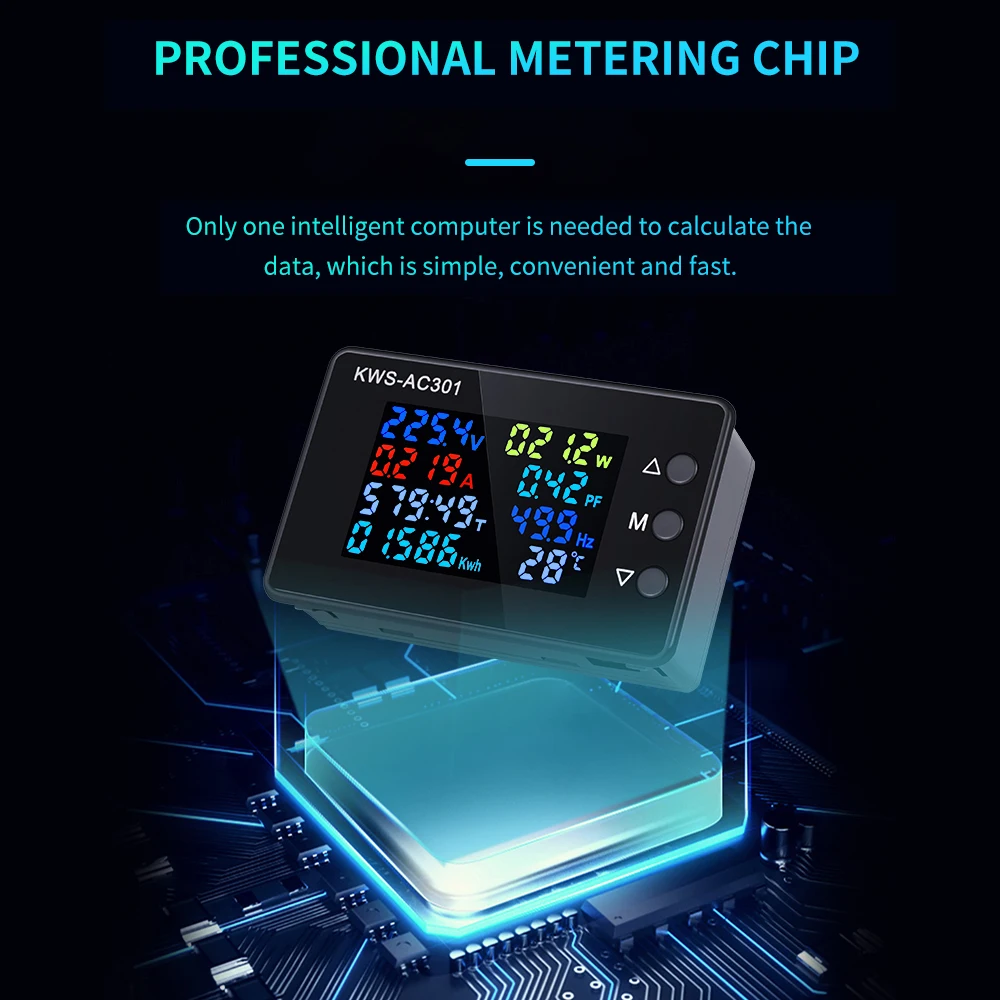 Wattmeter KWS-AC301 Power Meter Voltmeter AC 50-300V Voltage 50-60HZ Power Analyzers LED AC Electricity Meter 0-20/100A Detector