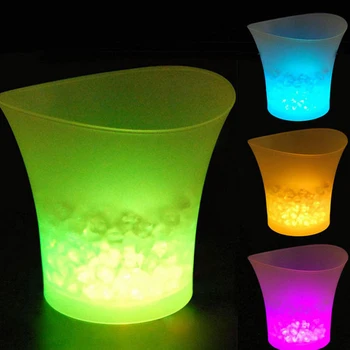 

5L Waterproof Plastic LED Ice Bucket 7 Color LED Bars Ice Bucket Nightclubs LED Light Up Champagne Beer Bucket Bars Night Party