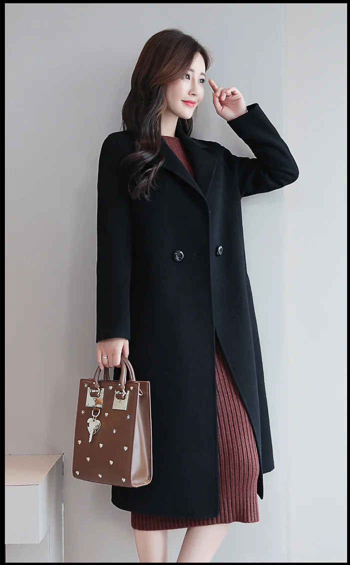 Высококачественное двустороннее шерстяное пальто для женщин, длинное осенне-зимнее новое шерстяное пальто, женское Новое Элегантное