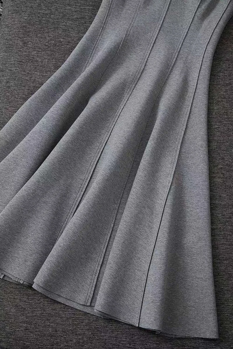 Top Quality New Cotton Dress 2020 Autumn Winter Vestidos Women V-Neck Pleated Stitching Sleeveless Mid-Calf Grey Casual Dress