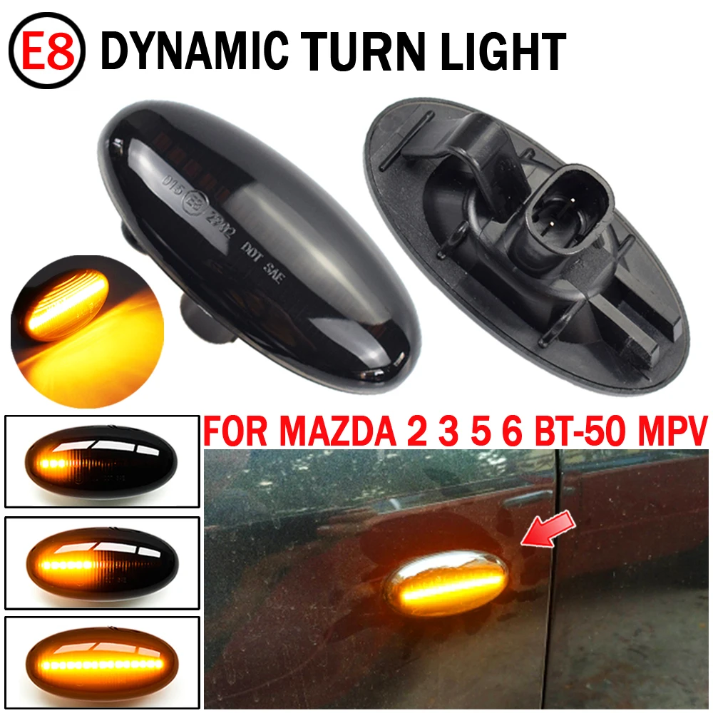 2 Pieces Smoke Led Dynamic Side Marker Turn Signal Light Sequential