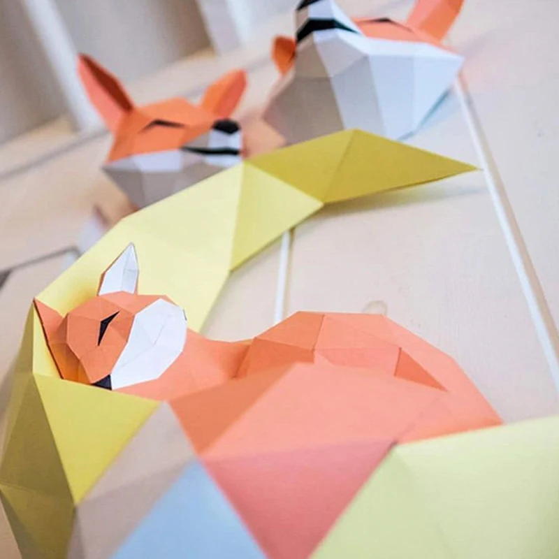 INS DIY Скандинавское 3D украшение на стену с изображением лисы и Луны, подвесные детали, простая бумага для гостиной, художественная фотография, украшение для детской комнаты