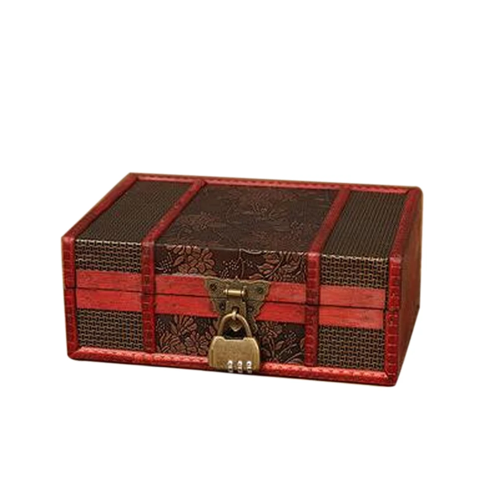 

Desktop Trinket Storage Box Wooden Decorative Jewellery Organizer Wood Vintage Handmade Antique Multifunction With Lock Home