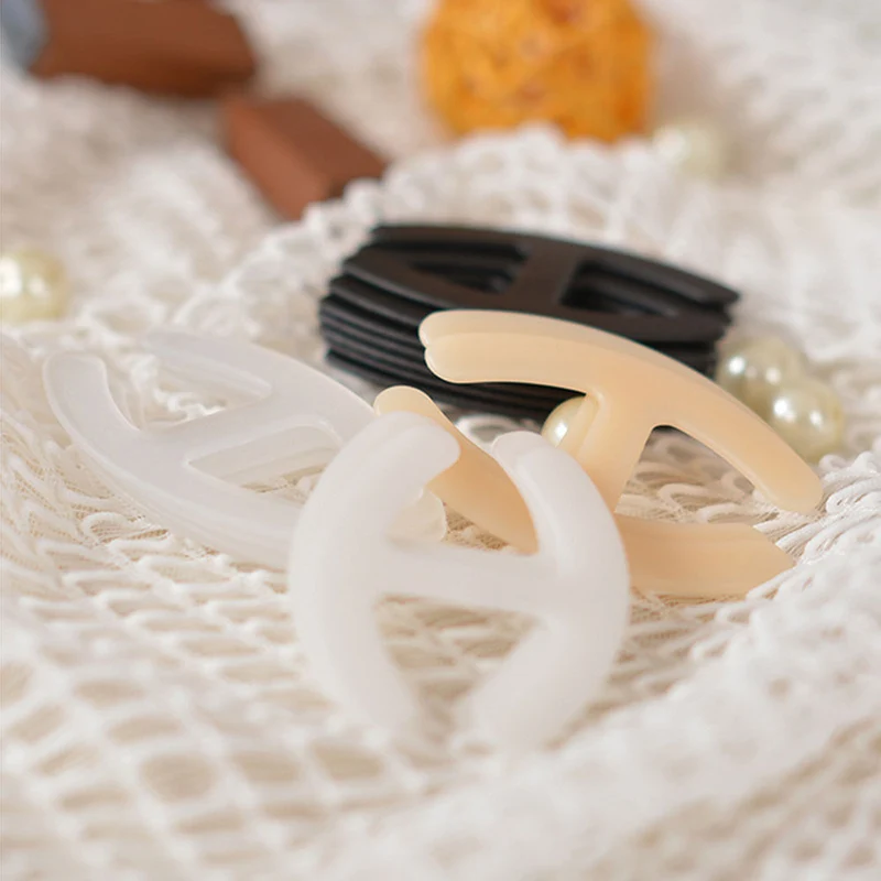 3PCS/set Wedding Bra Straps Bra Clip Buckles Shadow-Shaped Buckle Conceal Clear Cleavage Bra Extender Holders Silicone Bra Click
