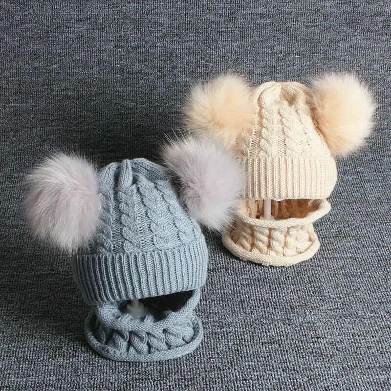 Newborn Kids Baby Boy Girl Pom Hat Children Winter Warm Knit Bobble Beanie Cap