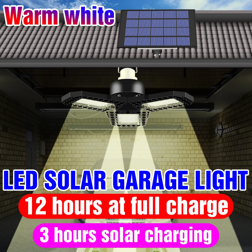 

60W 80W Garage LED Lamp Bulb Solar Charging Light Outdoor Waterproof Yard Path Solar Hanging Lampy LED Portable Camping Lights