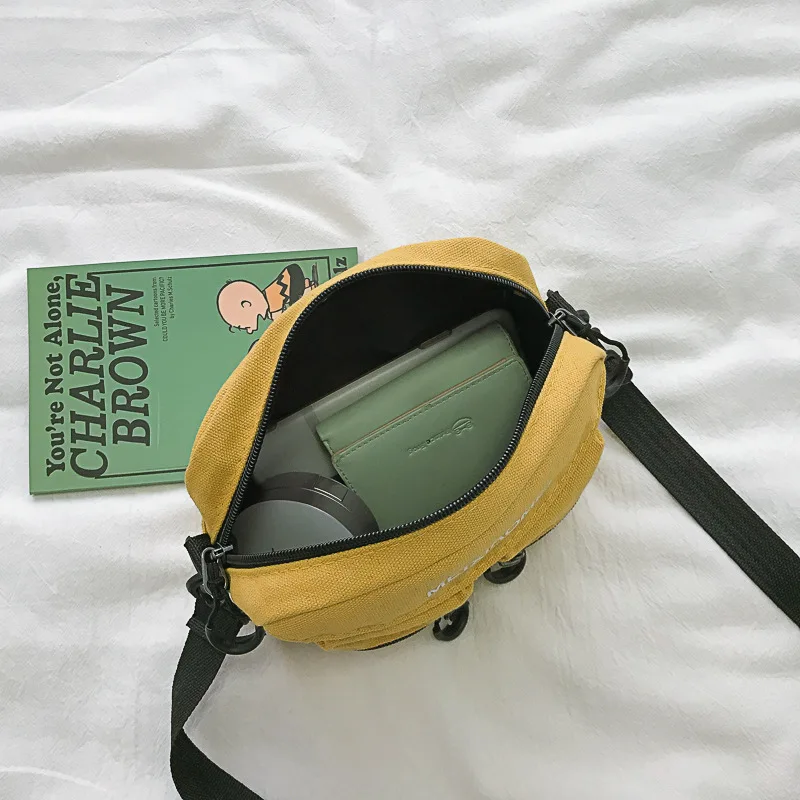 

Bag Women's 2019 New Style Fashion Oblique Small Canvas Bag Hip Hop Versatile Mobile Phone One-Shoulder Cosmetic Bag Cloth Bag