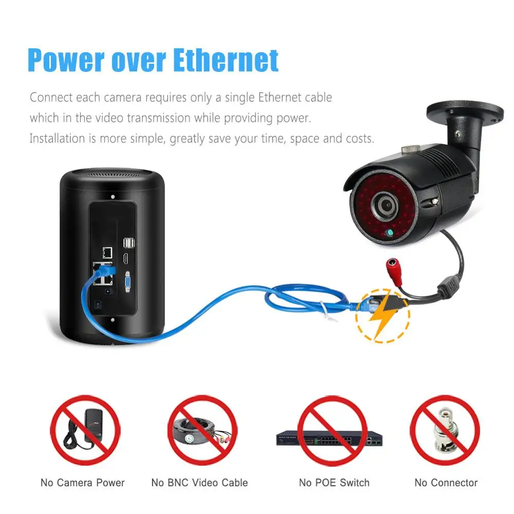  ANRAN 8CH cilíndrico NVR 1080P HD Kit de cámara de visión nocturna al aire libre sistema de vigilan