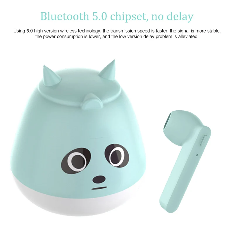 Mini Cute TWS Bluetooth Wireless Earphones With Microphone Stereo Bass Music Earbuds Girls Kids Helmets With Charge Case Gift