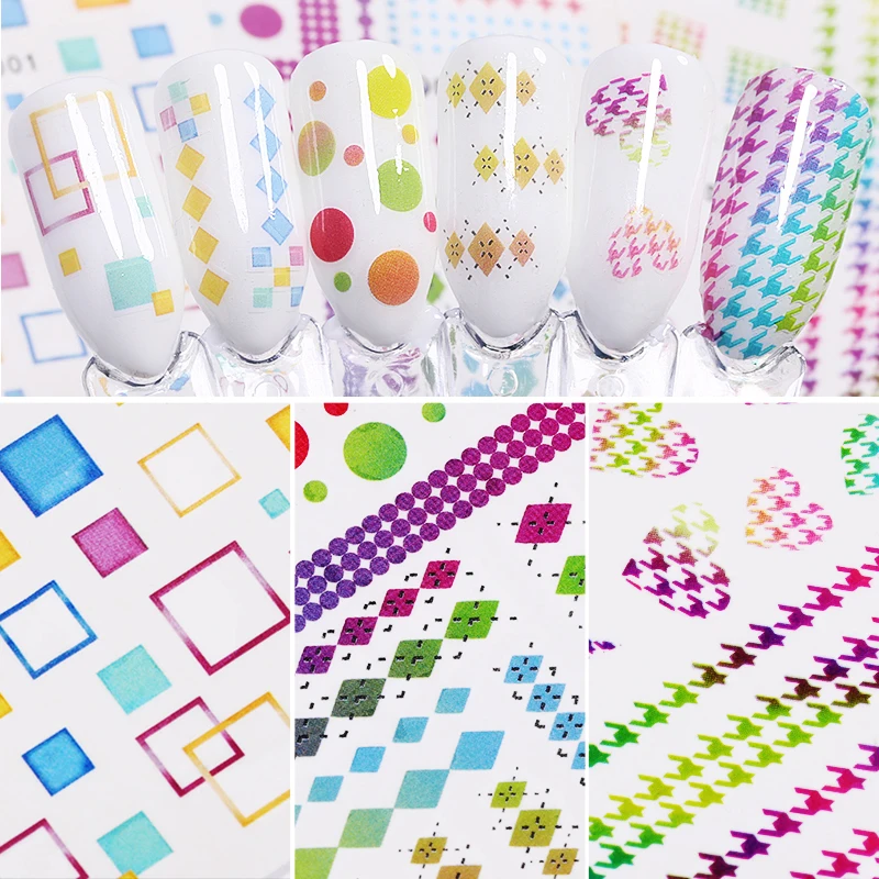 

Water Decals Nail Sticker Water Transfer Decals Stickers Mixed Gradient Geometric Nail Wraps Sticker Tips Nail Art Decoration