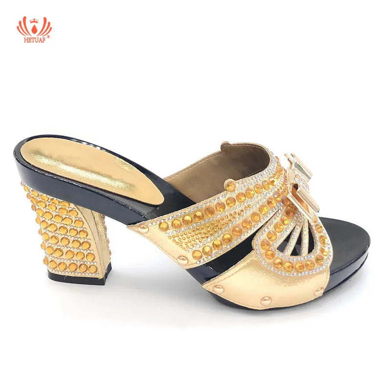 

2019 New Arrival Design Shoe Women Luxury Nigerian Women Wedding Slipper Luxury Sandals Women African Party Pumps High Heel